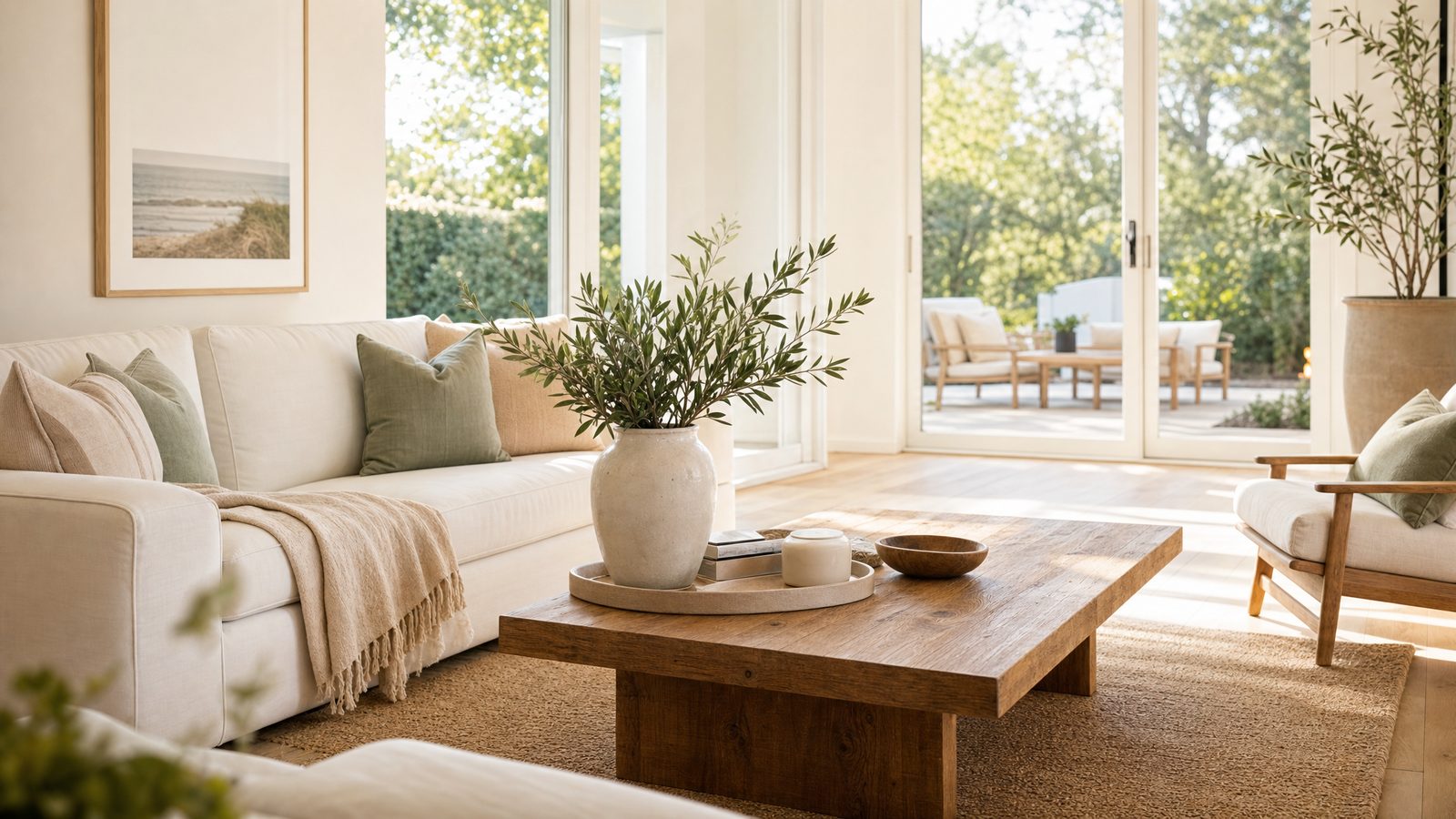 A bright, spotless living room after a JMV cleaning